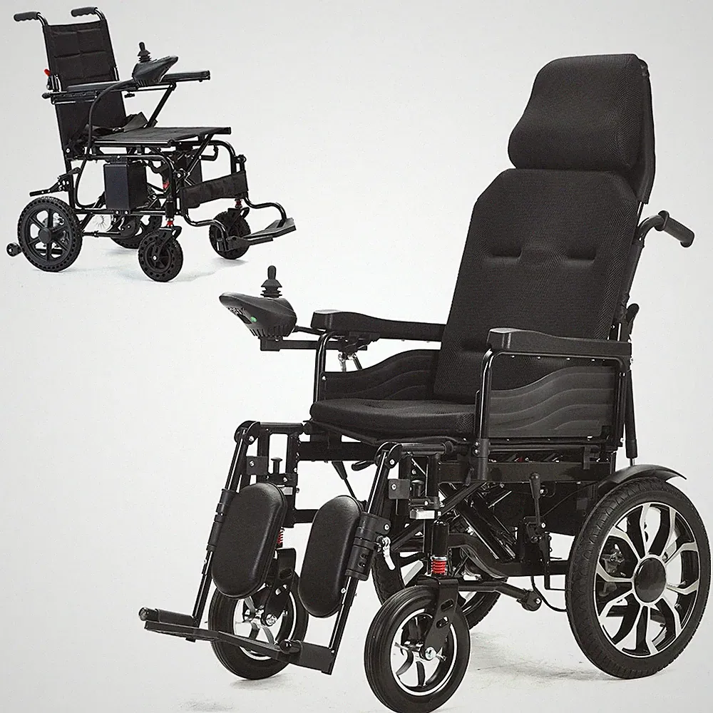 Fold and Travel Manual Recline Lightweight Electric Power Wheelchair for Seniors