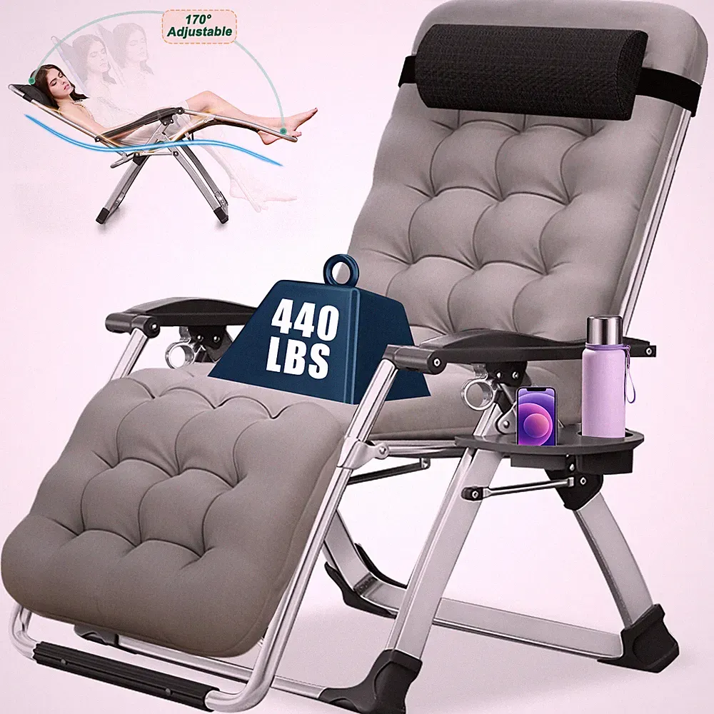 NAIZEA Patio Zero Gravity Camping Chair Lounge Chair Recliner Folding & Mattress