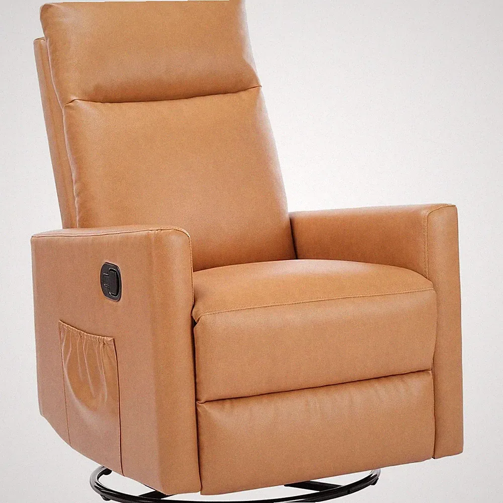 Orange Swivel Rocker Recliner Chair Manual Singer Sofa Bedroom Nursery Glider