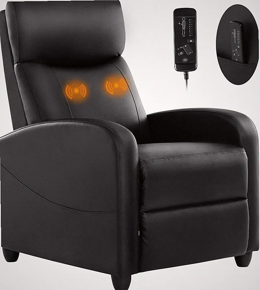 PU Leather Modern Massage Recliner Chair w/ Lumbar Support Home Theater Seating
