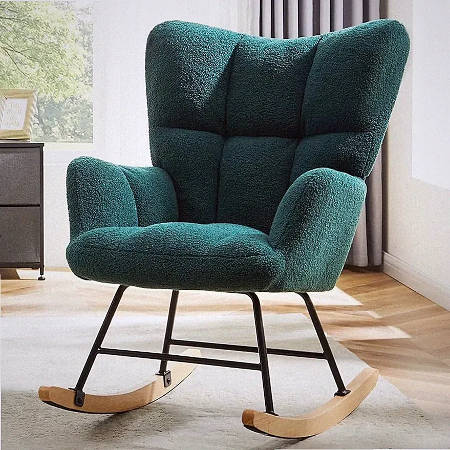 Teddy Rocking Nursery Chair Upholstered Glider Rocker Rocking Armchair for Baby